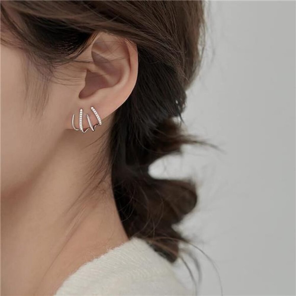 Solid 925 Sterling Silver Half Hoop Earrings Wrap… - image 2